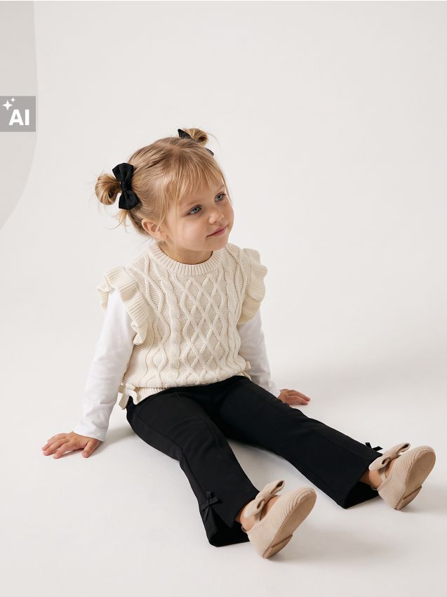 Sinsay - Vestă din bumbac cu tricot decorativ - crem