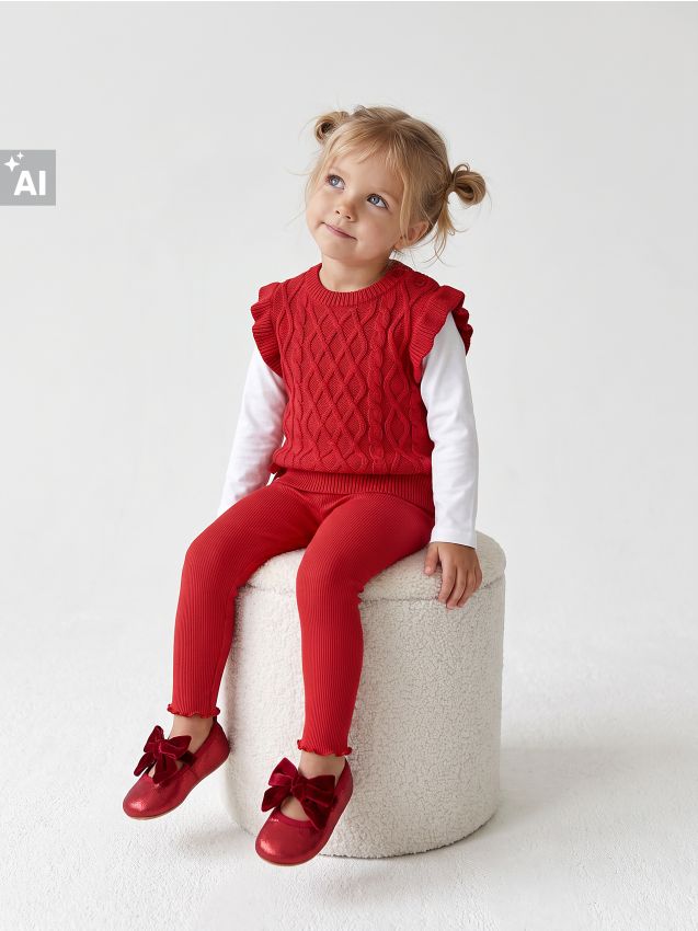 Sinsay - Vestă din bumbac cu tricot decorativ - roșu