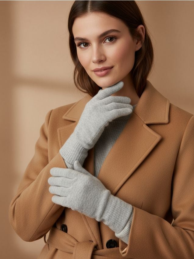 Sinsay - Rukavice s prímesou vlny - svetlošedá