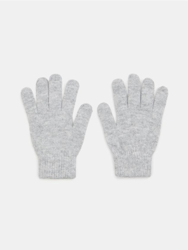 Sinsay - Rukavice s prímesou vlny - svetlošedá