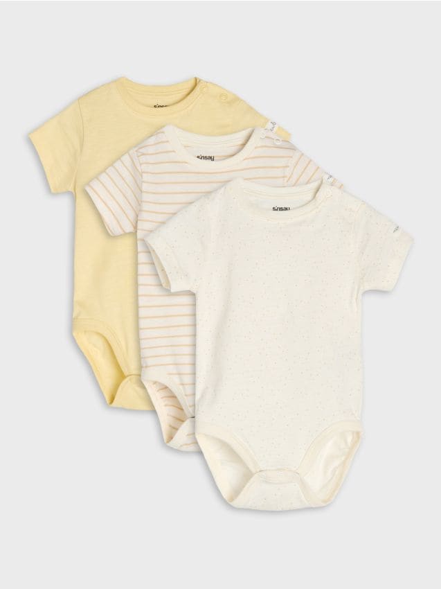 Sinsay - Set de 3 body din bumbac - crem