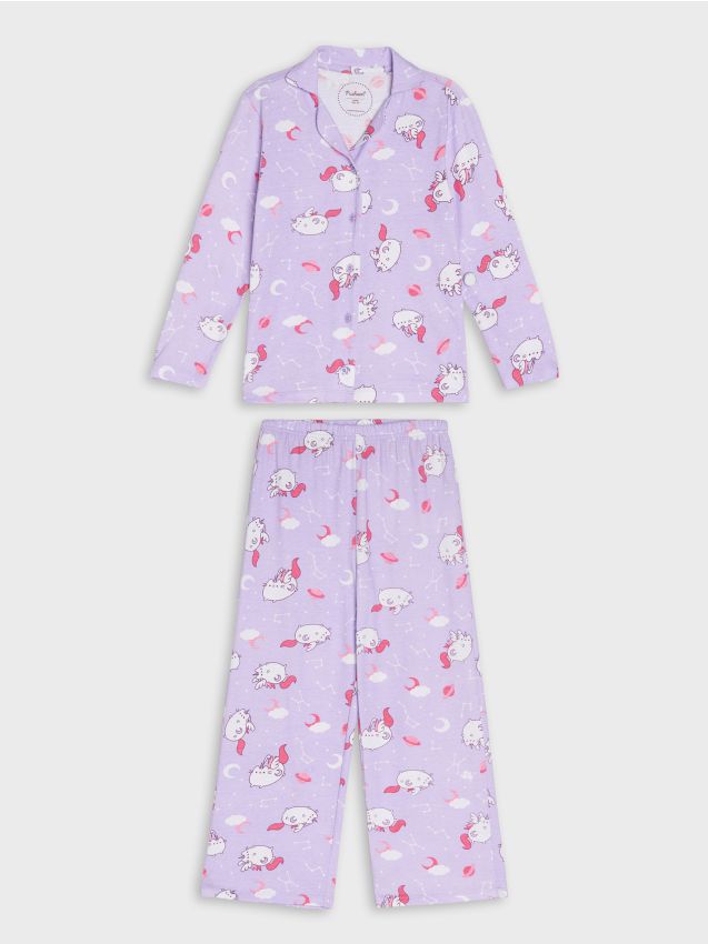 Sinsay - Dvojdielne pyžamo Pusheen the Cat - levanduľová