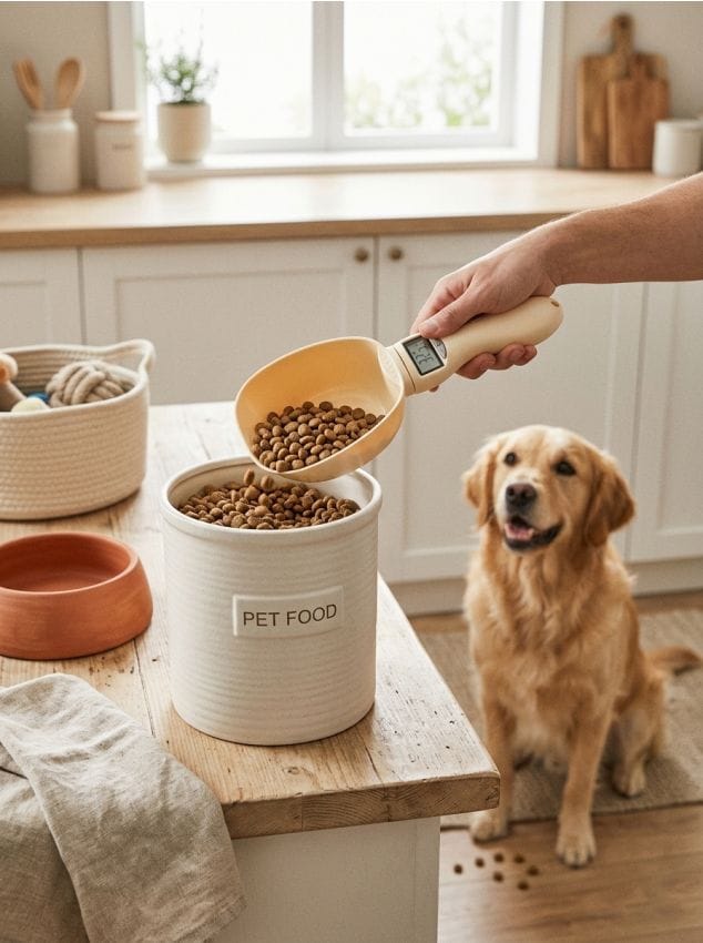 Sinsay - Lingură electrică pentru hrană cu cântar incorporat - crem