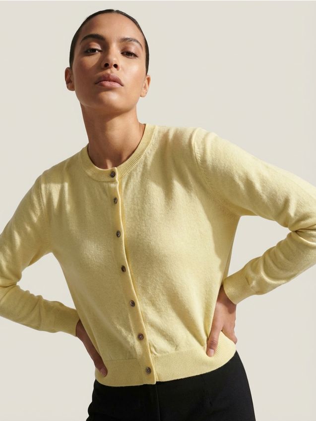 Sinsay - Cardigan clasic cu nasturi - galben-deschis