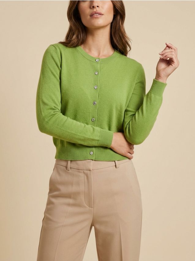 Sinsay - Cardigan clasic cu nasturi - verde-gălbui