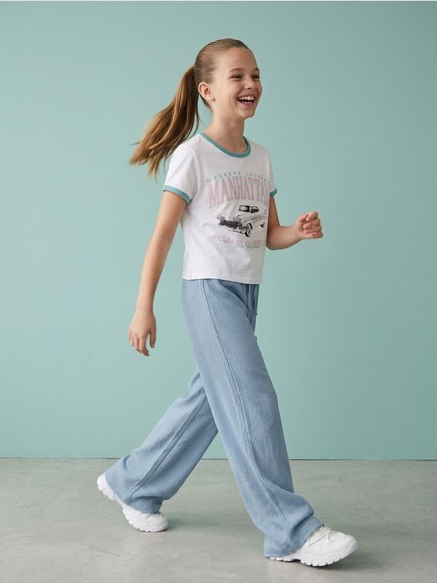 Sinsay - Tricou din bumbac cu inscripție Manhattan - alb