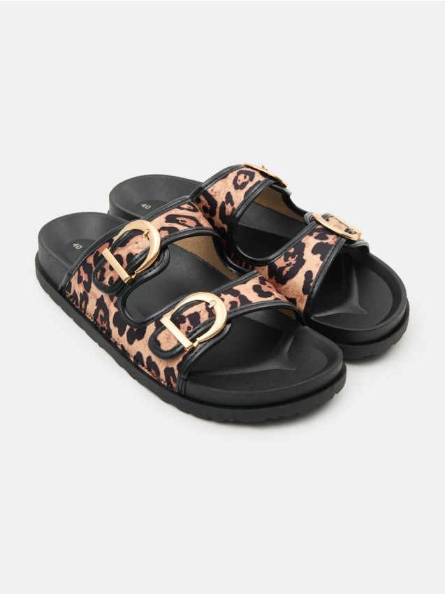 Sinsay - Papuci cu două barete cu imprimeu leopard - multicolor