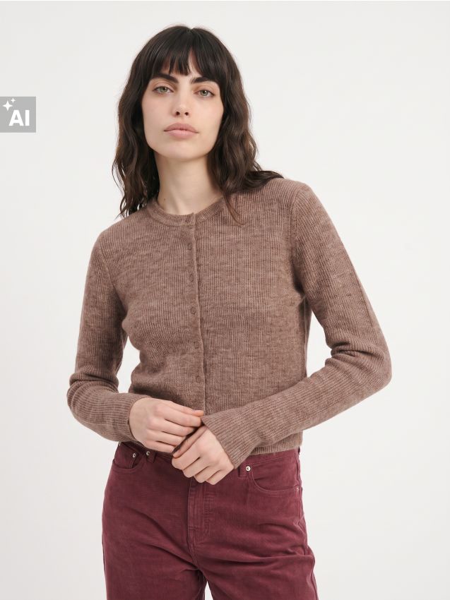 Sinsay - Cardigan clasic regular fit - cafeniu