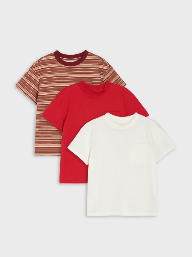 Sinsay - Tricouri lejere din bumbac 3 buc - multicolor