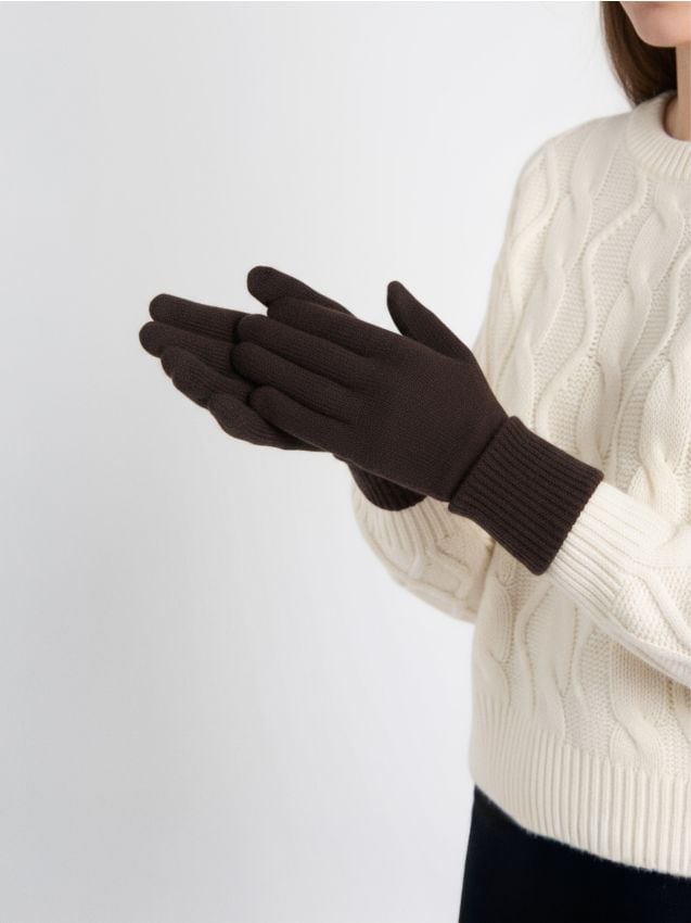 Sinsay - Rukavice - tmavohnedá