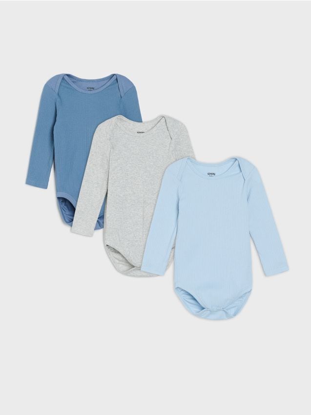 Sinsay - Body din bumbac din poliester ripsat 3 pack - albastru-pal