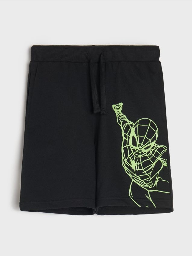 Sinsay - Pantaloni scurți de trening cu imprimeu Spider-Man - negru