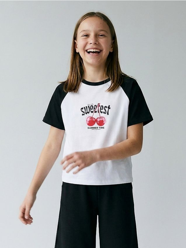 Sinsay - Tricou din bumbac cu imprimeu cireșe - alb