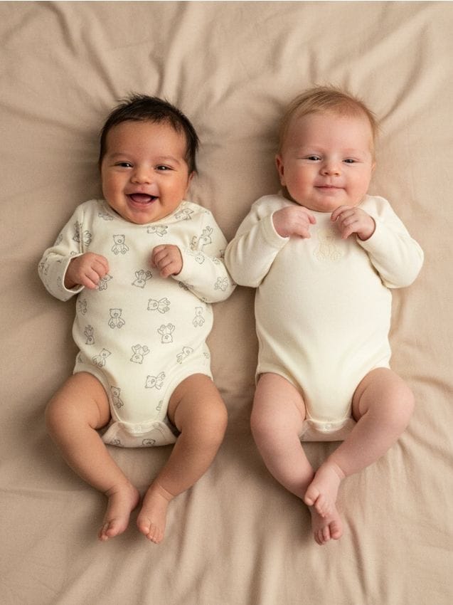 Sinsay - Set 2 body din bumbac cu mânecă lungă - crem