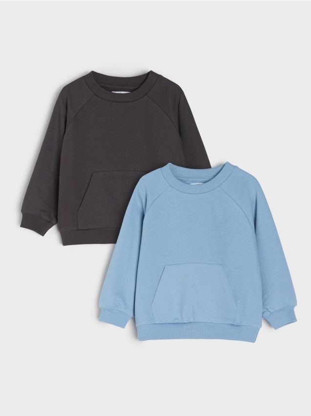 Sinsay - Hanorac crewneck 2 pack - Gri-albăstrui