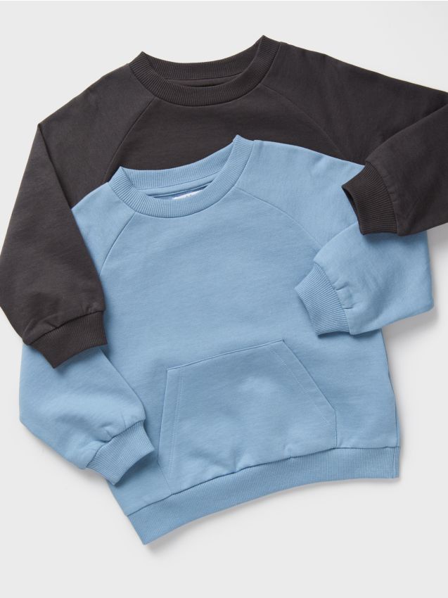 Sinsay - Hanorac crewneck 2 pack - Gri-albăstrui