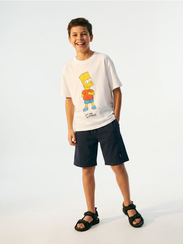 Sinsay - Tricou din bumbac cu imprimeu The Simpsons - crem