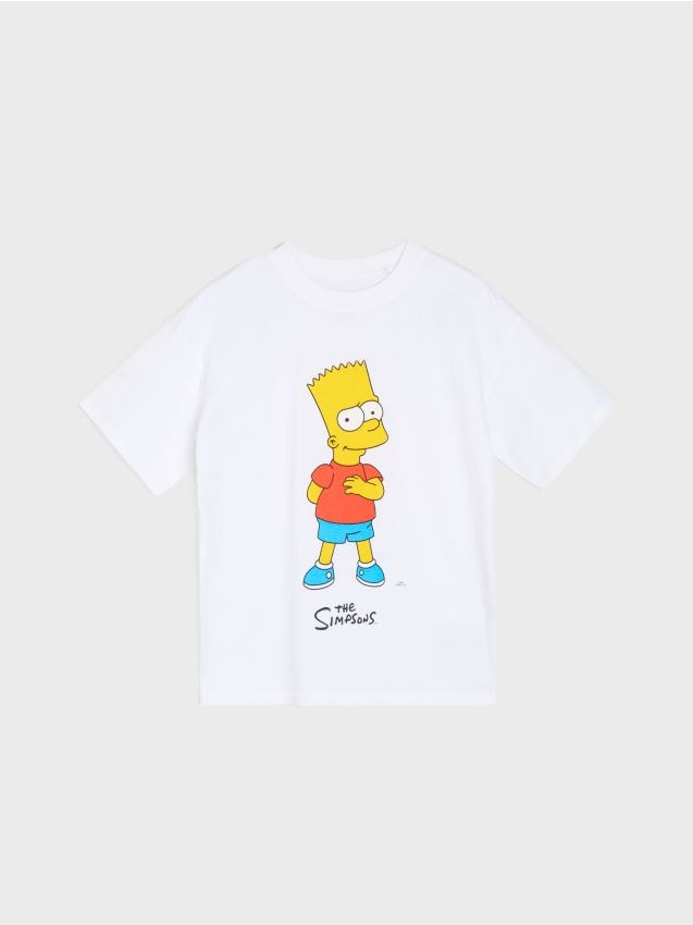 Sinsay - Tricou din bumbac cu imprimeu The Simpsons - crem