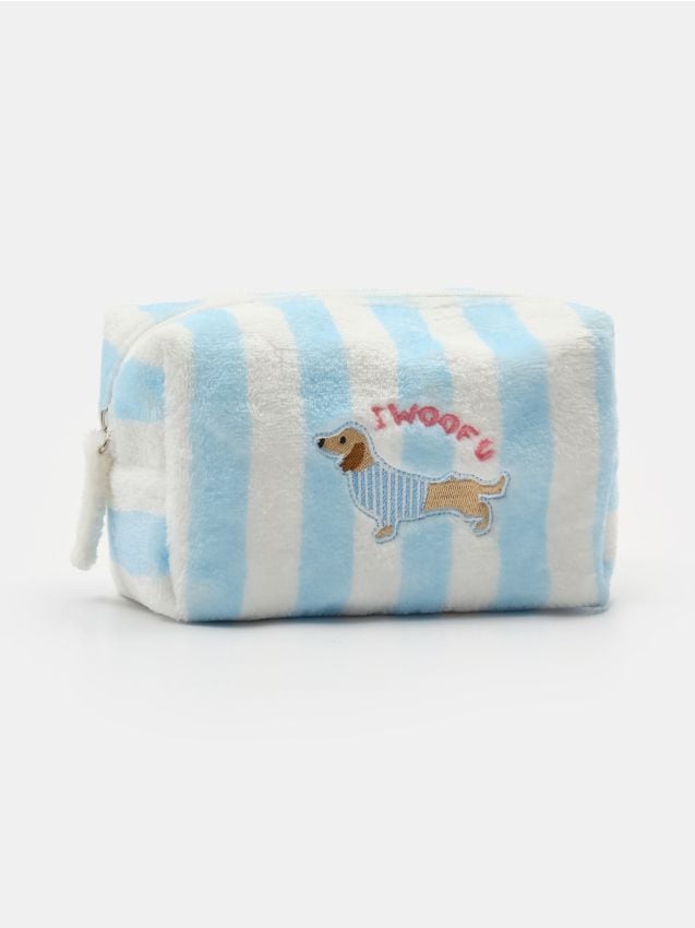 Sinsay - Borsetă cosmetică din blană artificială cu motiv teckel - multicolor