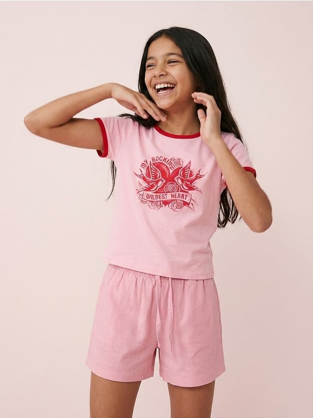 Sinsay - Tricou din bumbac cu finisaj contrastant - roz