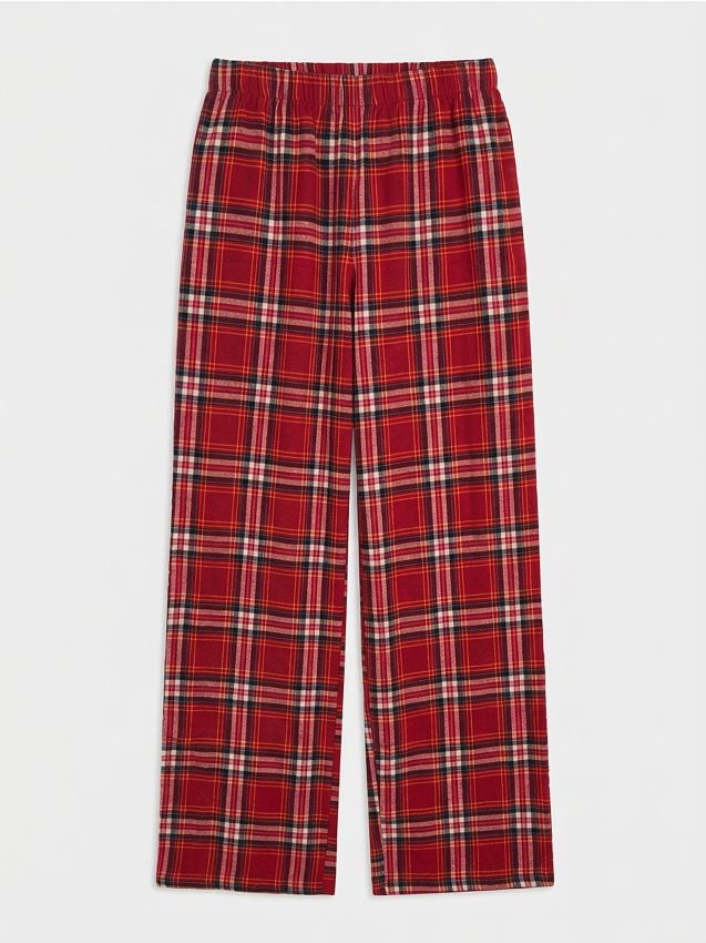 Sinsay - Pantaloni de pijama în carouri cu bumbac - roșu