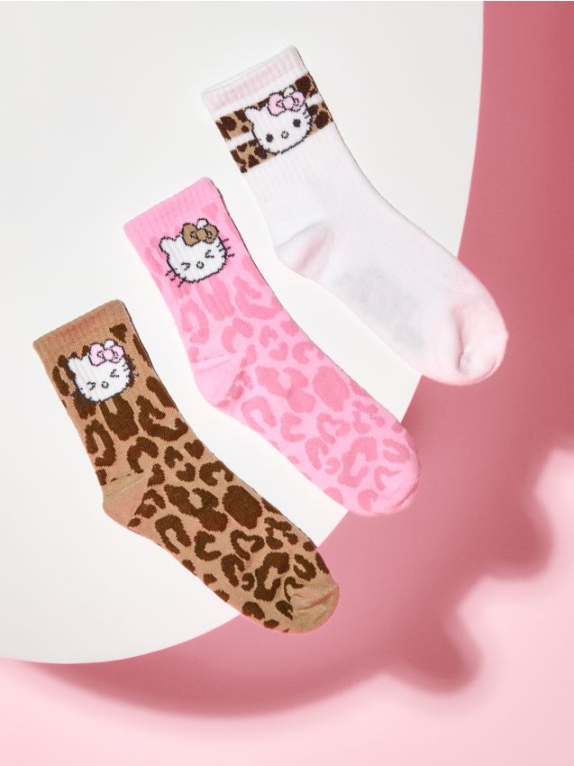 Sinsay - Set 3 perechi șosete cu bumbac Hello Kitty - bej