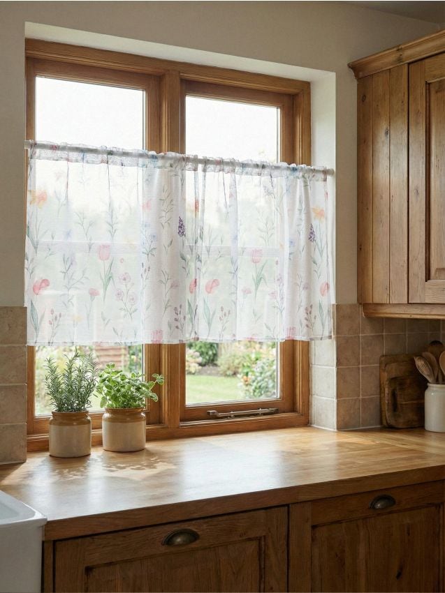 Sinsay - Perdea scurtă de bucătărie cu motiv floral - multicolor