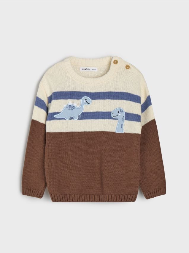 Sinsay - Pulover din bumbac cu aplicații de dinozauri - multicolor