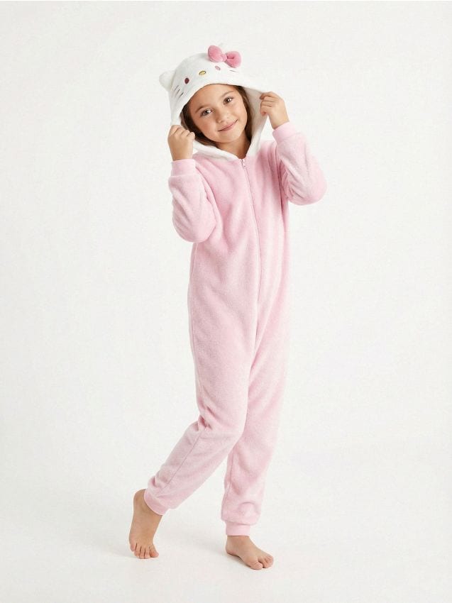 Sinsay - Polarowa piżama typu onesie z elementami 3D Hello Kitty - różowy