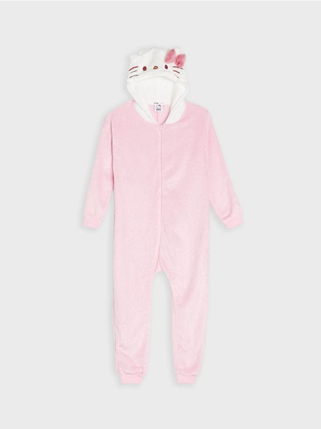 Sinsay - Polarowa piżama typu onesie z elementami 3D Hello Kitty - różowy