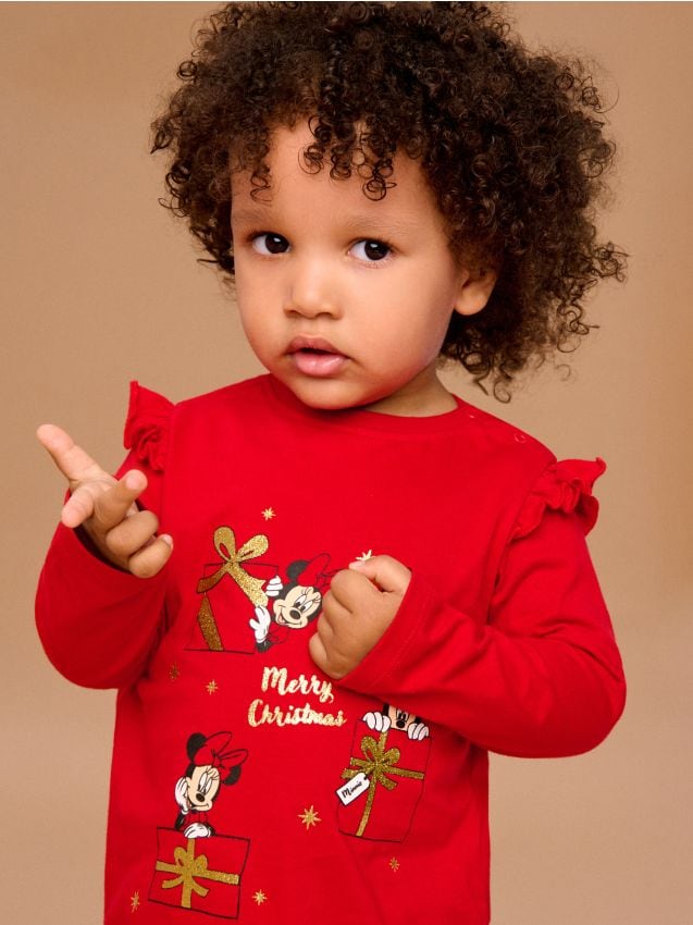 Sinsay - Tricou din bumbac cu imprimeu Minnie Mouse - roșu