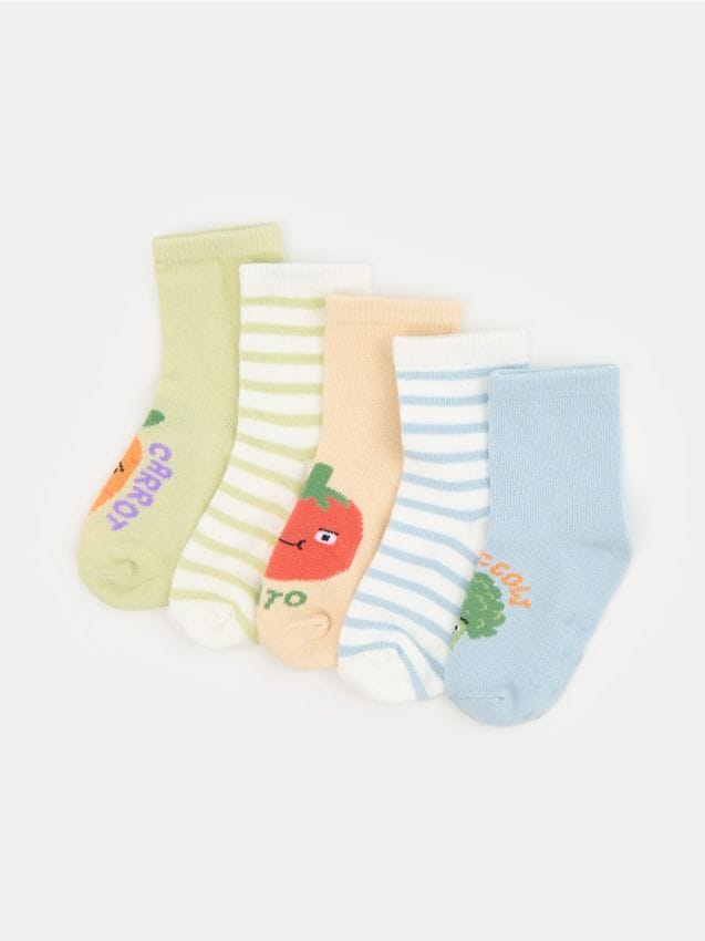 Sinsay - Șosete cu motiv de legume – pachet 5 bucăți - maro