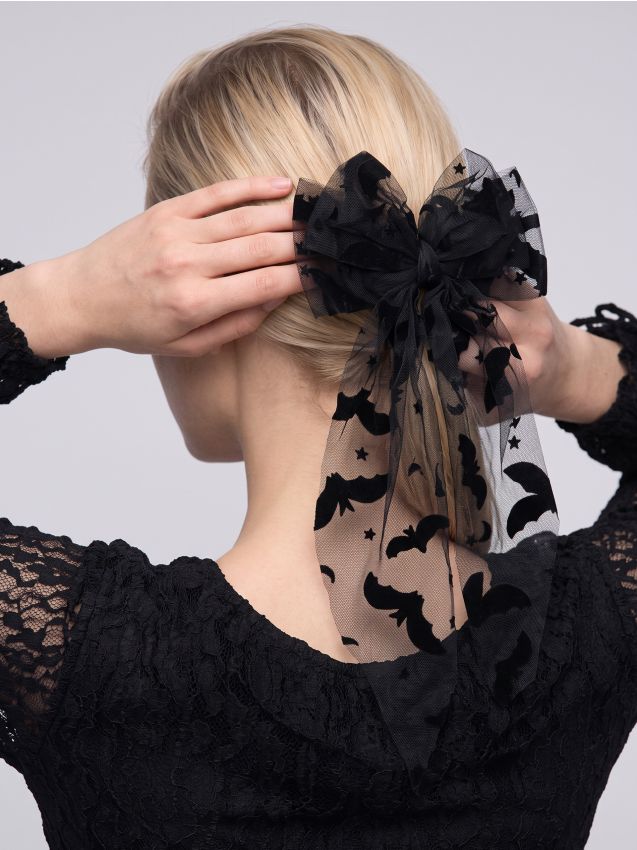 Sinsay - Clamă de păr cu panglică decorativă în stil Halloween - negru