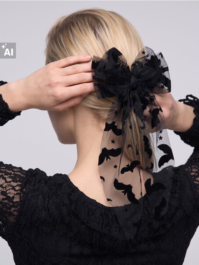 Sinsay - Clamă de păr cu panglică decorativă în stil Halloween - negru