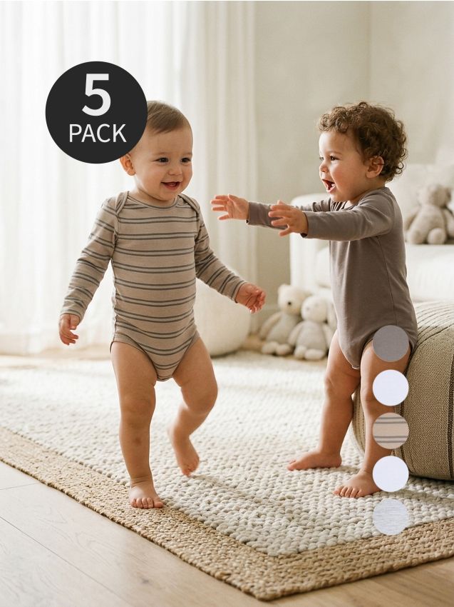 Sinsay - Set de 5 bodyuri din bumbac - alb