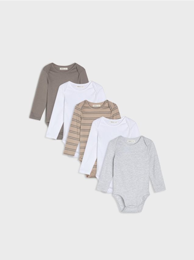 Sinsay - Set de 5 bodyuri din bumbac - alb