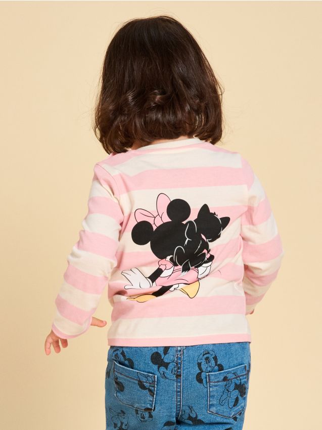 Sinsay - Tricou Minnie Mouse, cu mânecă lungă - crem