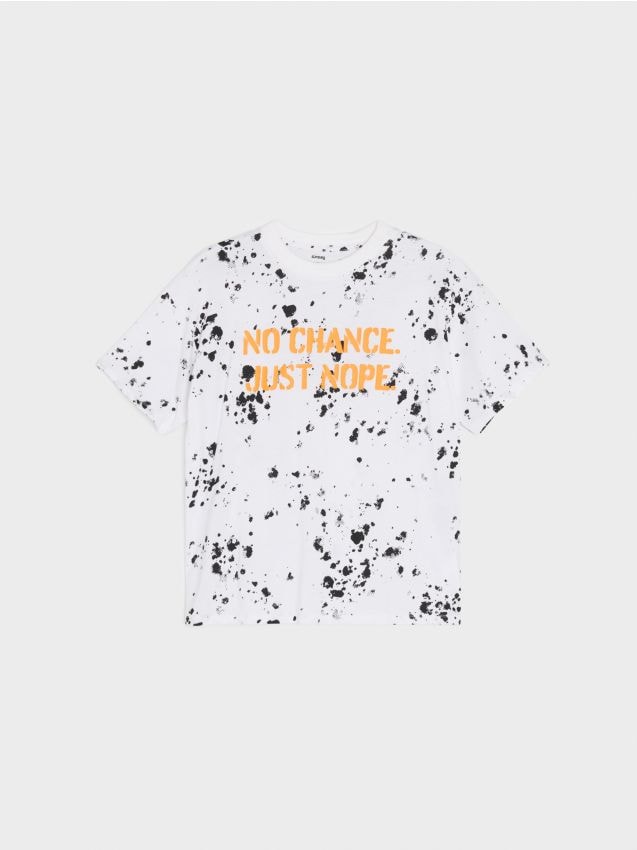 Sinsay - Tricou din bumbac cu inscripție - alb