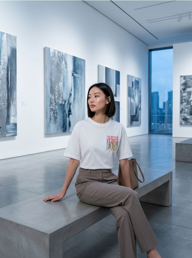 Sinsay - Tricou din bumbac cu imprimeu The bith of Wenus - alb