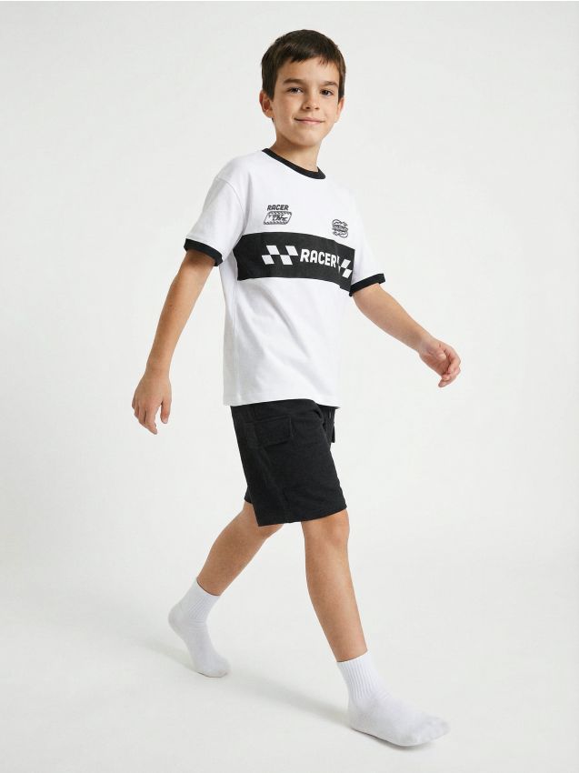 Sinsay - Tricou din bumbac cu imprimeu - alb