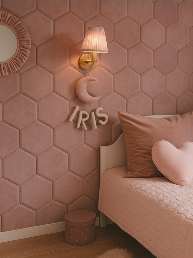 Sinsay - Panouri de perete hexagonale tapițate - roz-pastel