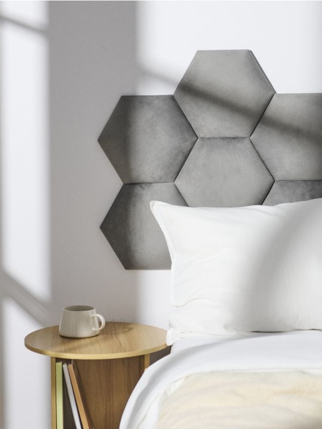 Sinsay - Panouri de perete hexagonale tapițate - gri deschis