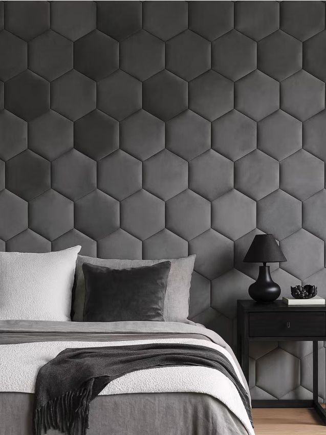 Sinsay - Panouri de perete hexagonale tapițate - gri deschis