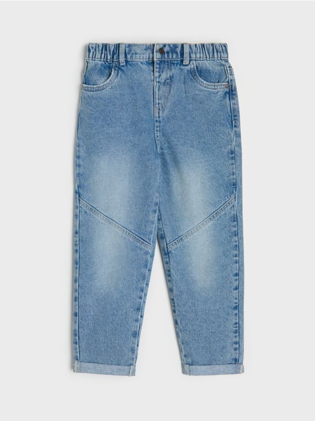 Sinsay - Jeansy chino z efektem sprania - niebieski