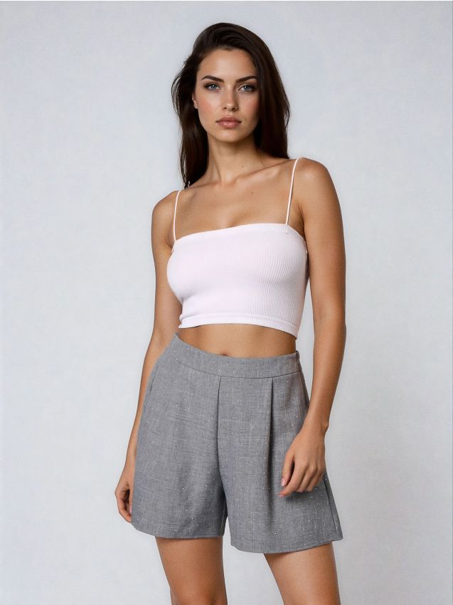 Sinsay - Šortky s kryštálmi - svetlošedá