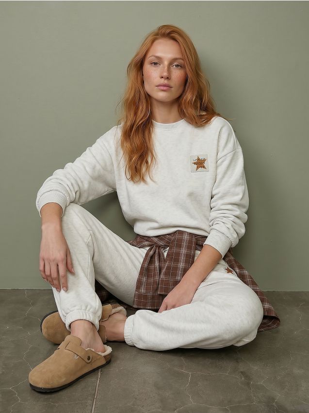Sinsay - Pantaloni jogger cu amestec de bumbac - gri deschis
