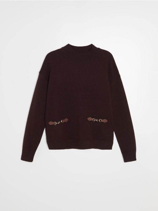 Sinsay - Pulover oversized din material majoritar viscoză - maro-închis