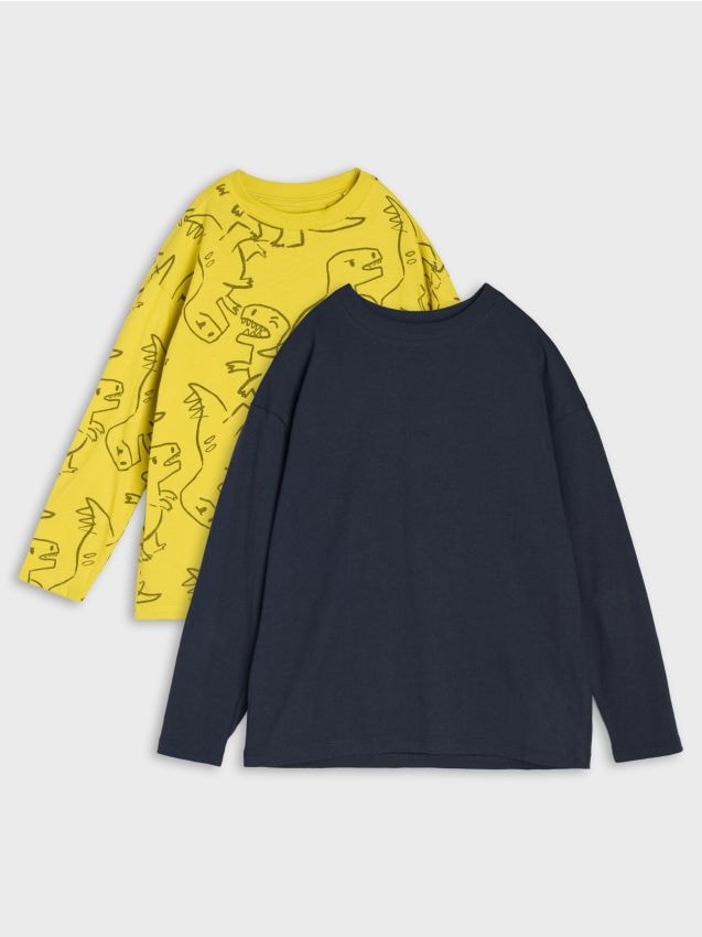 Sinsay - Tricouri loose fit din bumbac cu motiv dinozauri 2 pack - multicolor