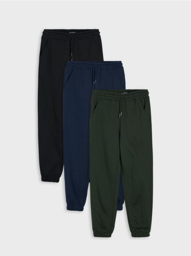 Sinsay - Set de 3 perechi de pantaloni sport jogger - mid blue