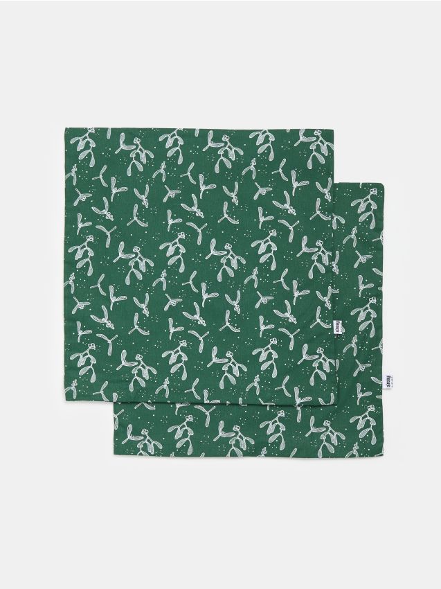 Sinsay - Poťahy na vankúše s vianočným motívom imela 2 pack - modrozelená